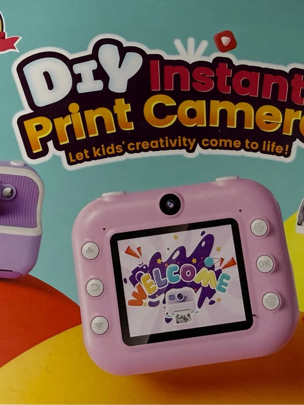 DIY Instant Print Camera for Kids Blue Thermal Camera Photo Video Gift